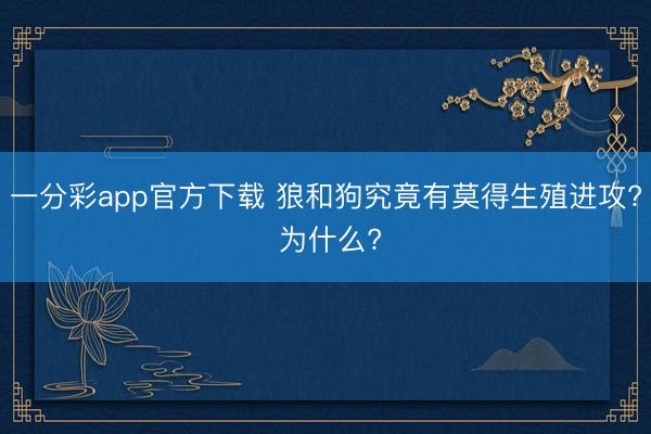 一分彩app官方下載 狼和狗究竟有莫得生殖進攻? 為什么?
